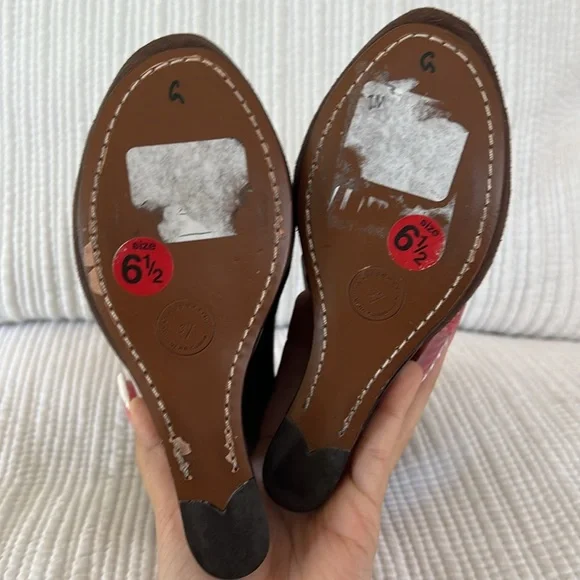 NWOT Anthropologie LEIFSDOTTIR Katrina Brown Suede Cut Out Platforms size 6.5 - Picture 7 of 8